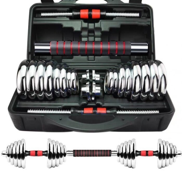 طقم حديد كروم 30 كيلو مع وصلهة بار