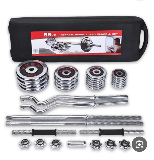 طقم دامبل حديد كروم 55 كيلو